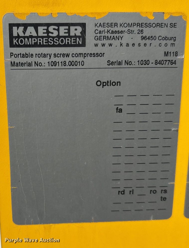 image for item EU4726 2021 Kaeser M118 air compressor