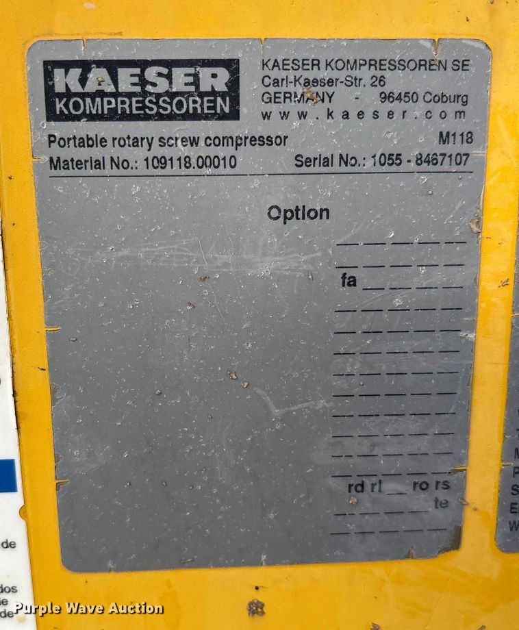 image for item EU4727 2022 Kaeser M118 air compressor