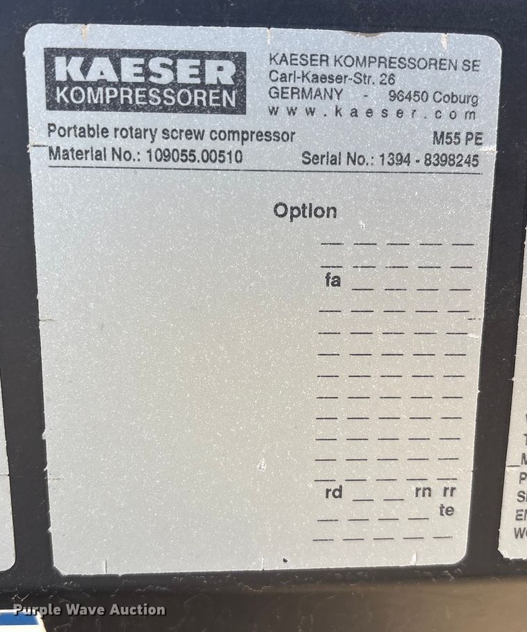 image for item EU4728 2021 Kaeser M55 air compressor