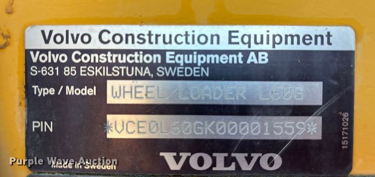 image for item EU4740 Volvo L60G wheel loader