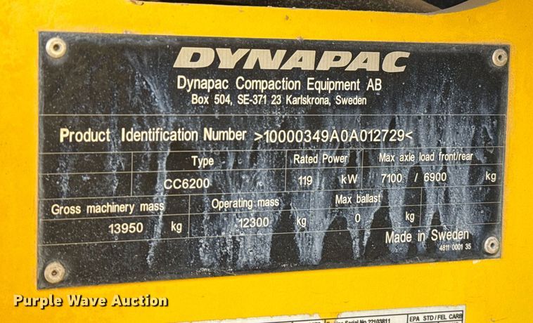image for item EU5448 Dynapac CC6200 double drum vibratory roller