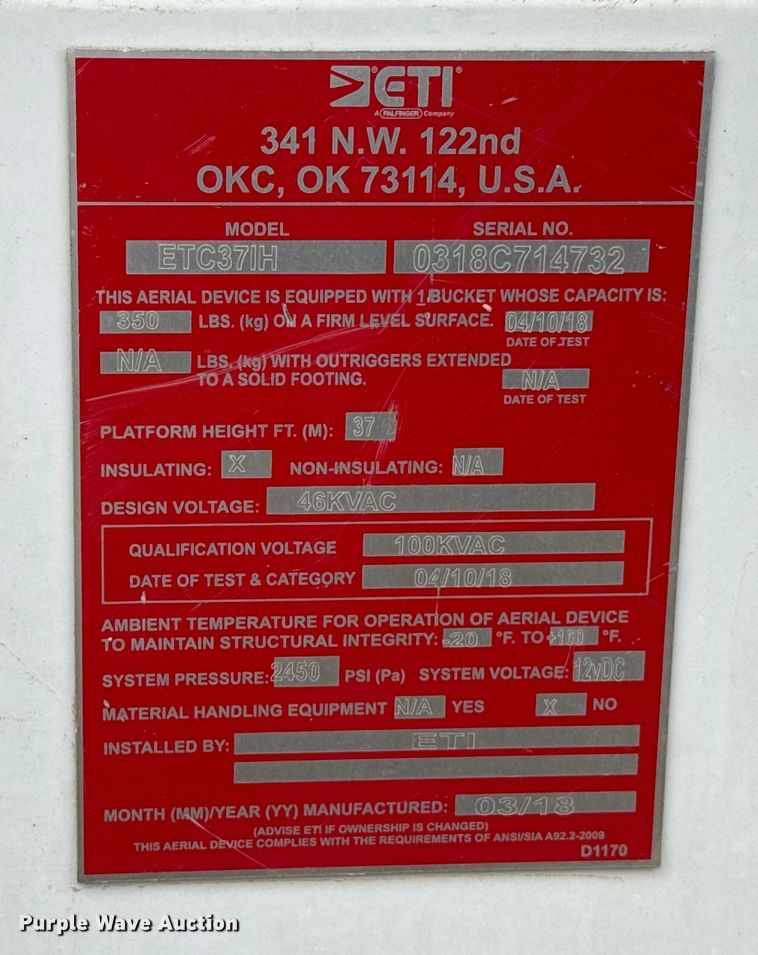 image for item EU5456 2018 Ford F550 bucket truck