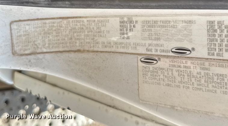 image for item EU5493 2009 Sterling L8500 dump truck