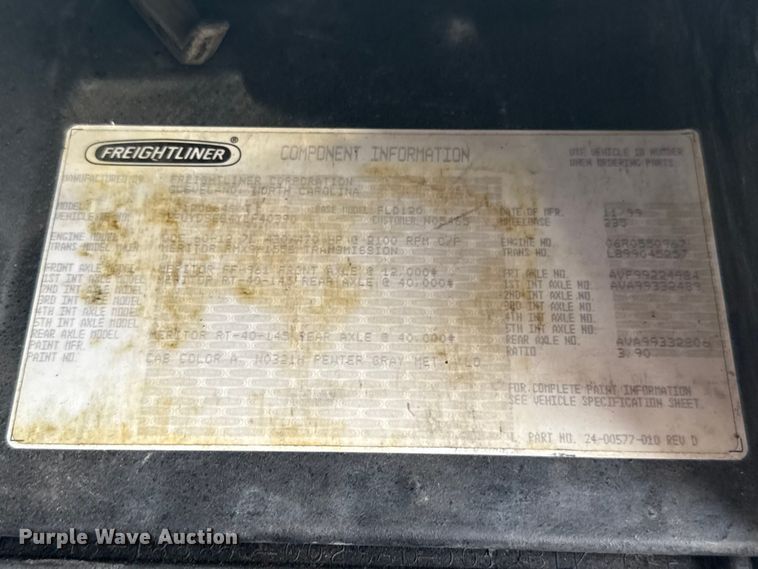 image for item EU5494 2000 Freightliner FLD120 dump truck