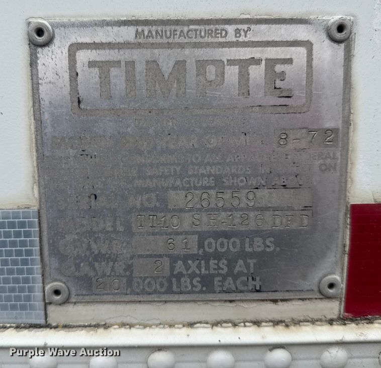 image for item EU6379 1972 Timpte TT-10 SH-1266 DFD office trailer