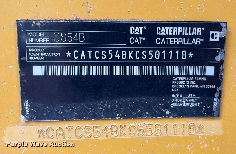 image for item EU7101 2020 Caterpillar CS54B single drum vibratory roller