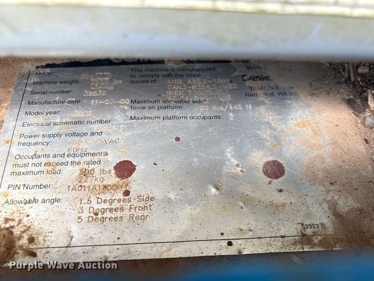 image for item EU7126 2000 Genie GS-1930 scissor lift