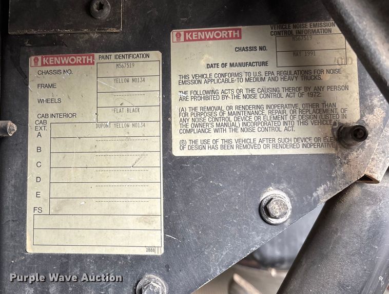 image for item EV3358 1991 Kenworth T800 dump truck