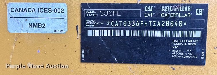 image for item EV3396 2018 Caterpillar 336FL excavator