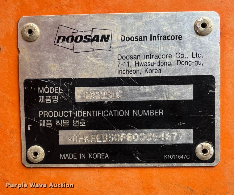 image for item EV3401 2008 Doosan DX225LC long reach excavator