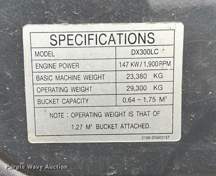 image for item EV3404 2006 Doosan DX300LC long reach excavator