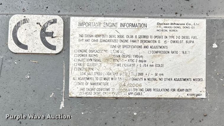 image for item EV3404 2006 Doosan DX300LC long reach excavator