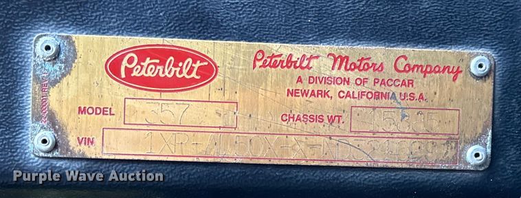 image for item EV3438 1992 Peterbilt 357 crane truck