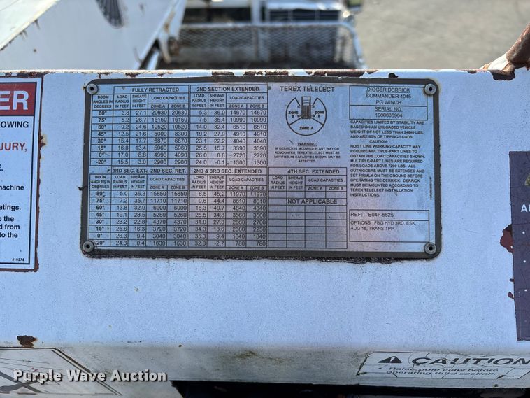 image for item EV3462 1998 GMC C7 digger derrick truck