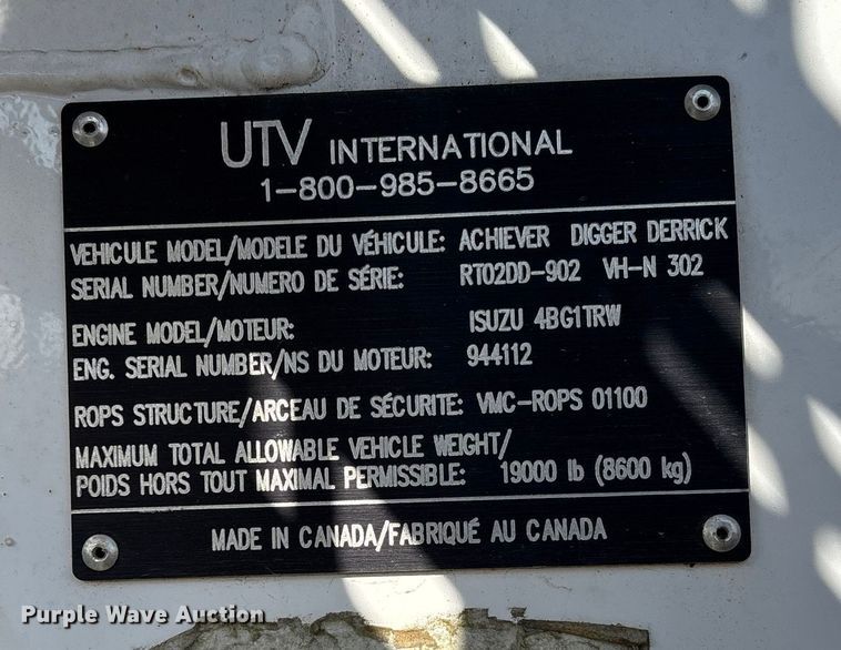 image for item EV3463 2009 UTV Achiever mini digger derick