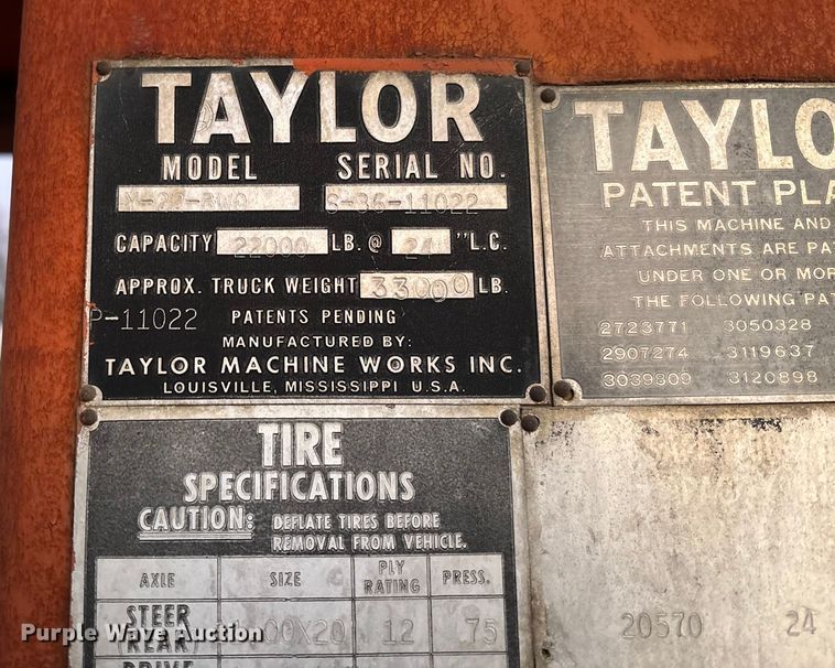 image for item EV3487 Taylor Y-22-BW0 forklift