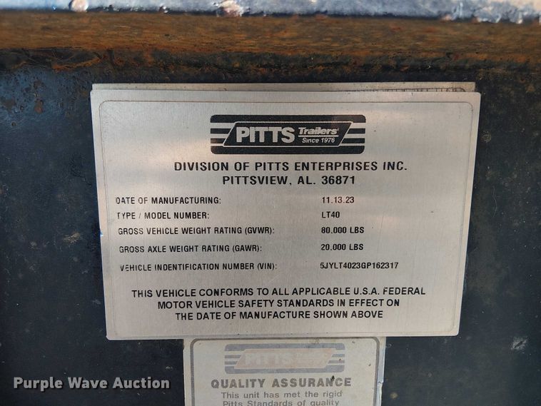 image for item EV5394 2016 Pitts LT40 log trailer