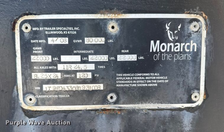 image for item FB0483 2008 Monarch lowboy equipment trailer