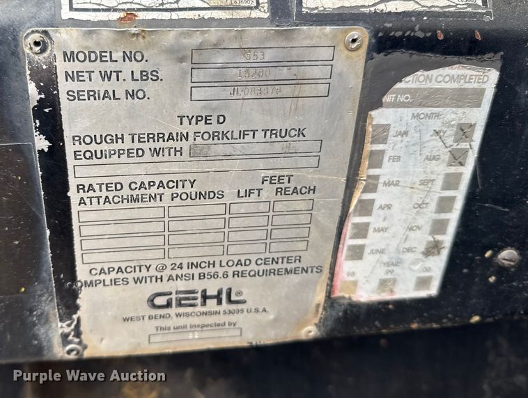 image for item FB0503 1995 Gehl 553 telehandler