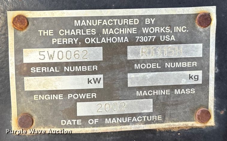 image for item FG1543 2002 Ditch Witch RT115 trencher