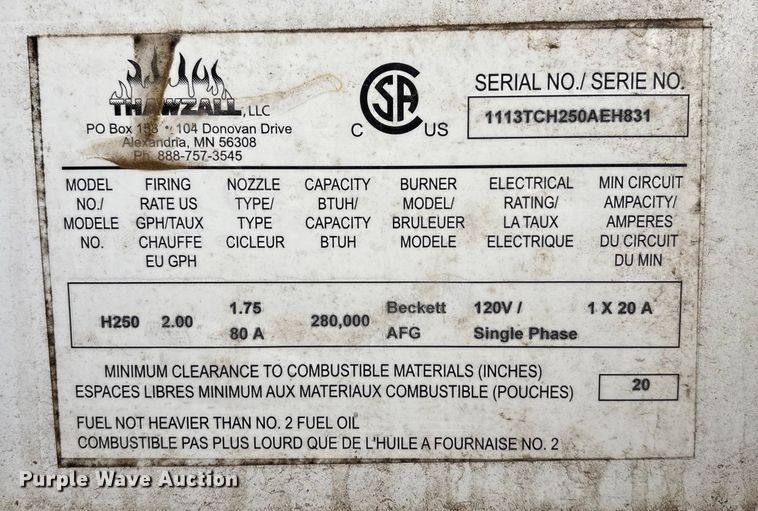 image for item FG1572 2013 Thawzall TCH 250 ground heater