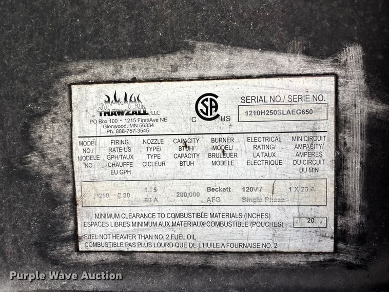 image for item FG1573 2010 Thawzall H250SL ground heater