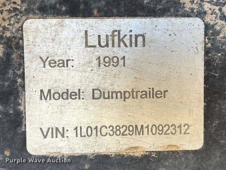 image for item FG1603 1991 Lufkin Dumptrailer end dump trailer