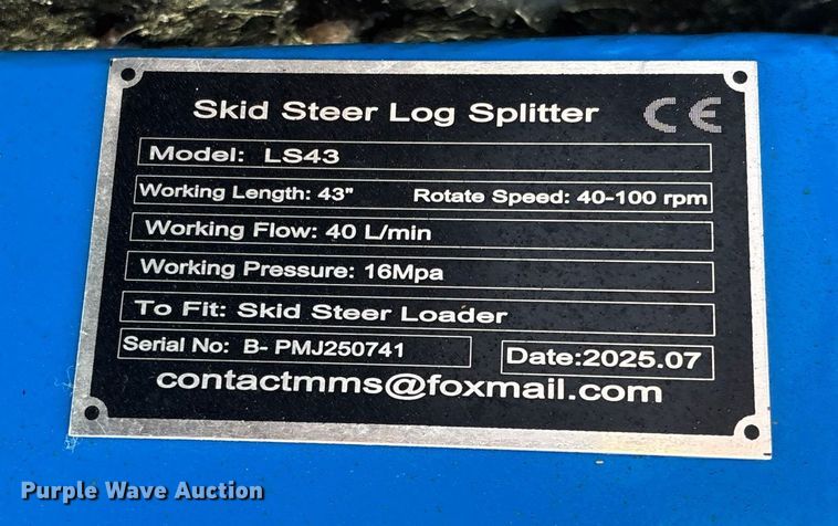 image for item FG1612 2025 GIYI LS43 skid steer spiral log splitter