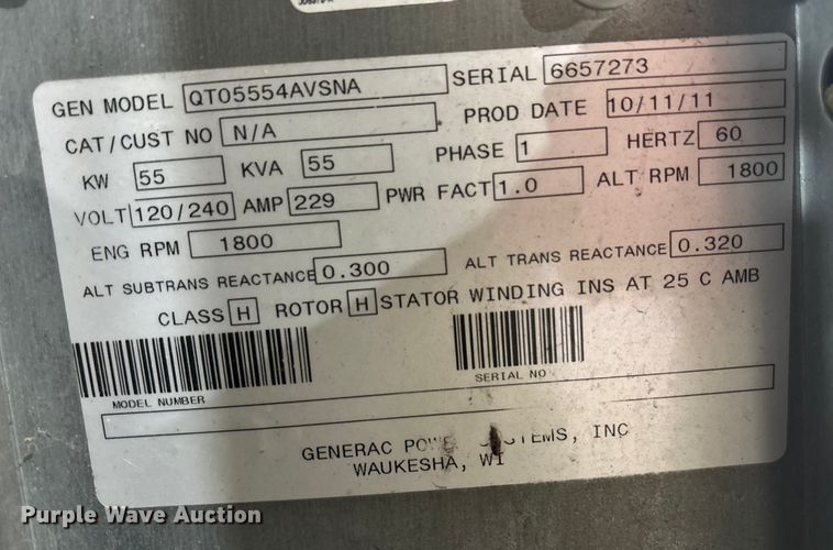 image for item FG1625 2011 Generac 55KW generator