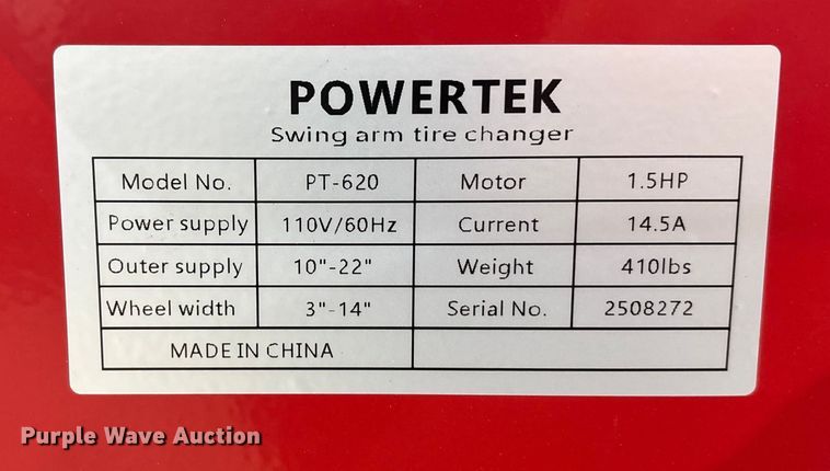 image for item FG1626 Powertek PT-620 tire machine