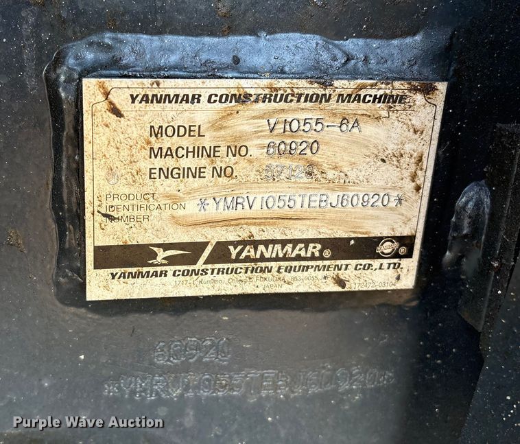 image for item FI0073 Yanmar VIO55-6A mini excavator