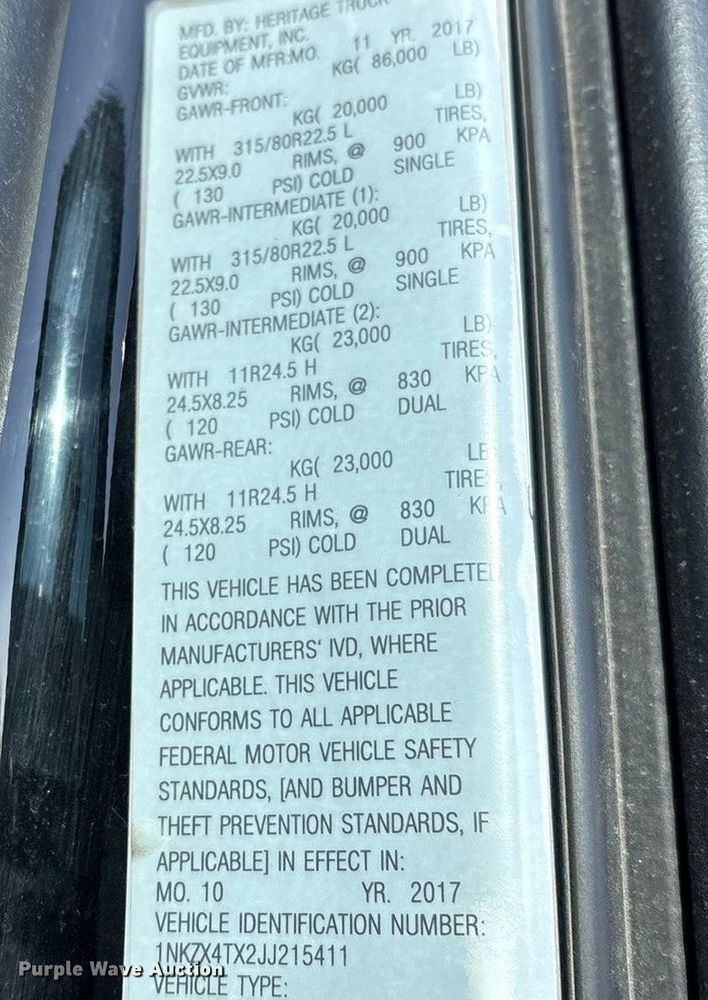 image for item FI0076 2018 Kenworth T880 dump truck