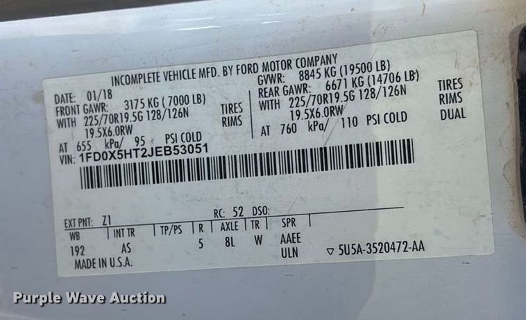 image for item FI0078 2018 Ford F550 bucket truck