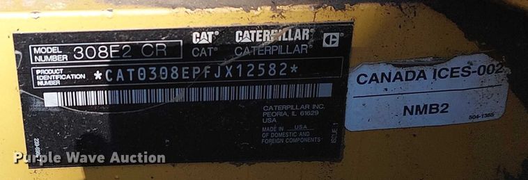 image for item FK0702 2018 Caterpillar 308E2 CR mini excavator
