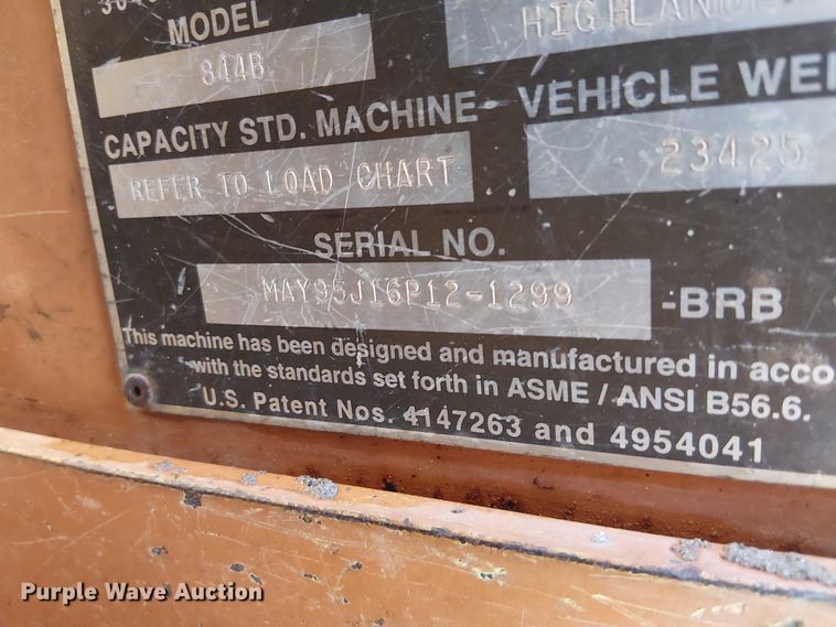 image for item FK0721 1995 Lull Highlander 844B telehandler