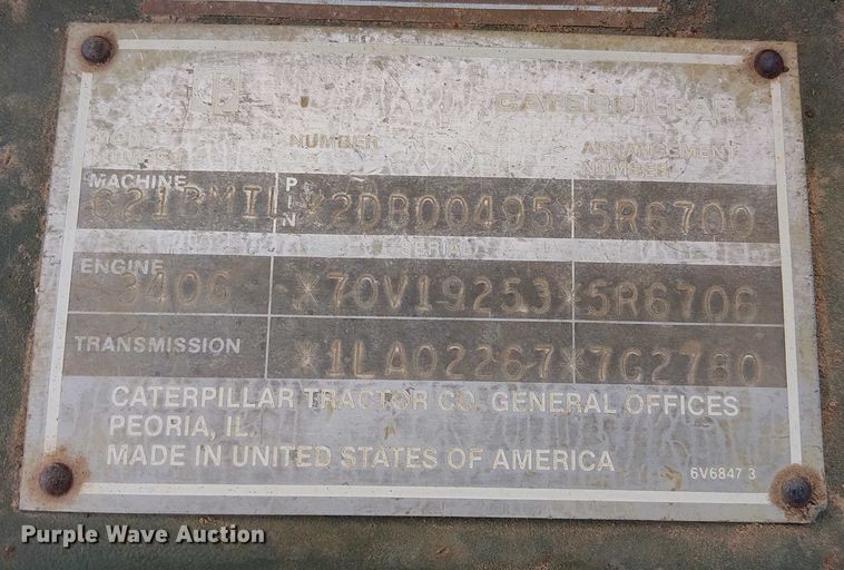 image for item FK0735 1985 Caterpillar 621B conventional scraper 