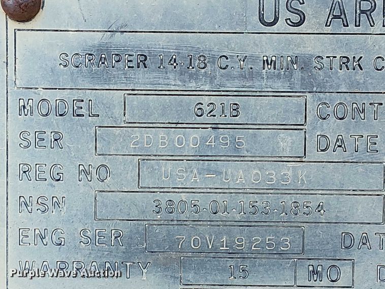 image for item FK0735 1985 Caterpillar 621B conventional scraper 