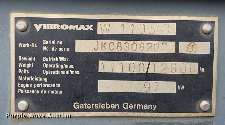 image for item FK0742 Vibromax 1105D  single drum vibratory roller