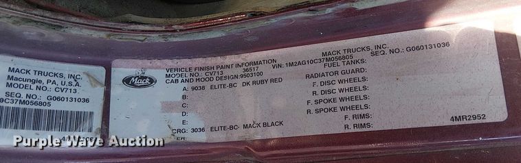 image for item FK0746 2007 Mack CV713  dump truck