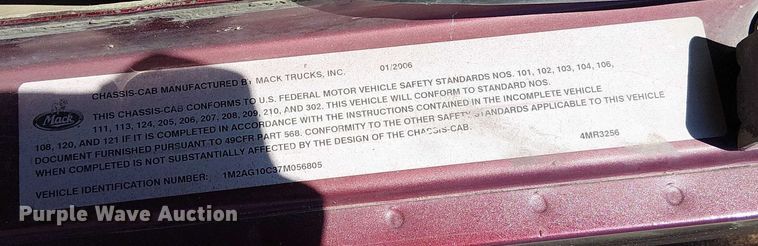 image for item FK0746 2007 Mack CV713  dump truck