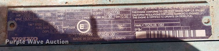 image for item FK0747 2007 Volvo EC210CL excavator