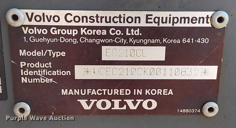 image for item FK0747 2007 Volvo EC210CL excavator