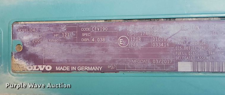 image for item FK0749 2017 Volvo ECR145EL mini excavator