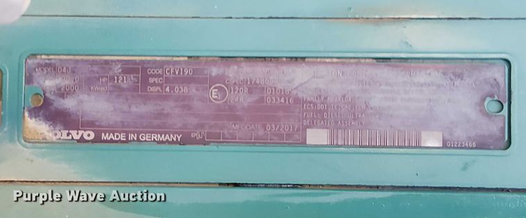 image for item FK0749 2017 Volvo ECR145EL mini excavator