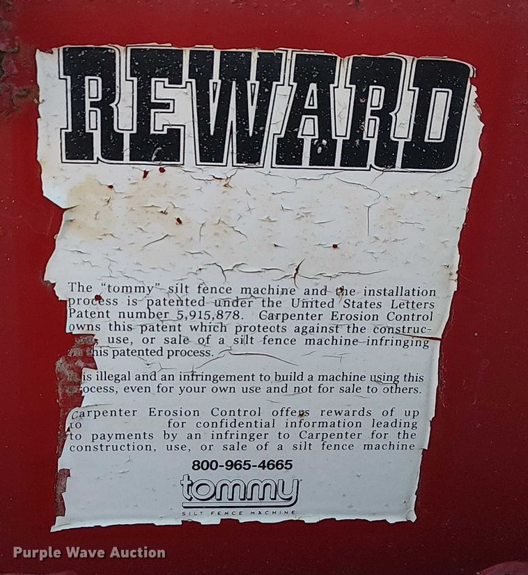 image for item FK0751 Tommy skid steer silt fence plow 