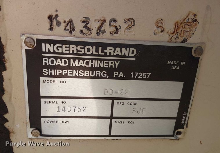 image for item FK0757 1995 Ingersoll Rand DD-22 double drum vibratory roller