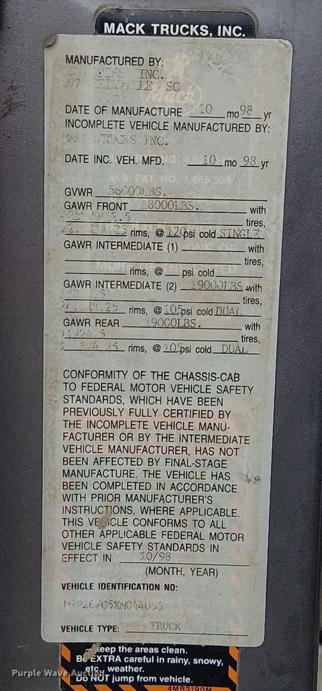 image for item FK0798 1999 Mack RD688S dump truck