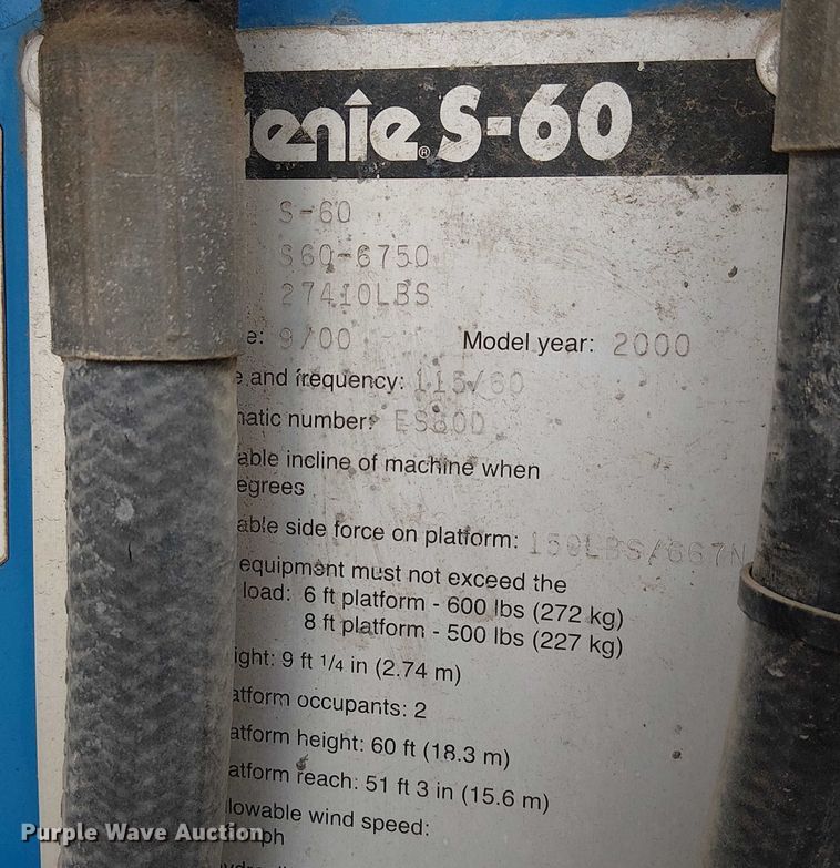 image for item FK0864 2000 Genie S-60  boom lift