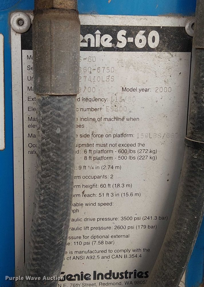 image for item FK0864 2000 Genie S-60  boom lift