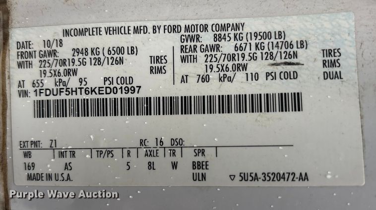 image for item FK1040 2019 Ford F550 Super Duty utility / service truck